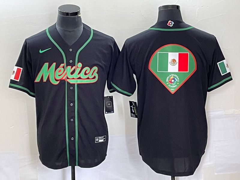 Men 2023 World Cub Mexico Blank Black Nike MLB Jersey8